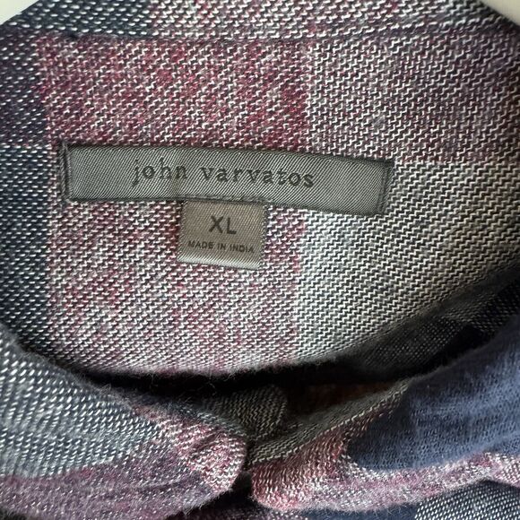 John Varvatos Dale Shirt Woven Cotton Long Sleeve Button Checkered Pristine XL - Picture 8 of 11